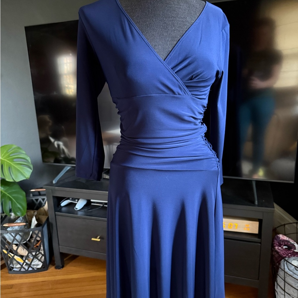 Elegant Long Sleeve Navy Dress